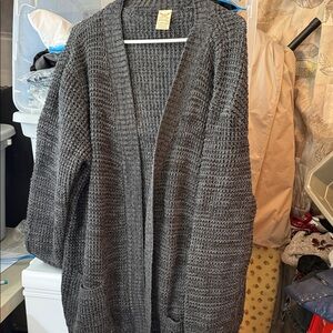Cozy Gray Knit Cardigan Sweater